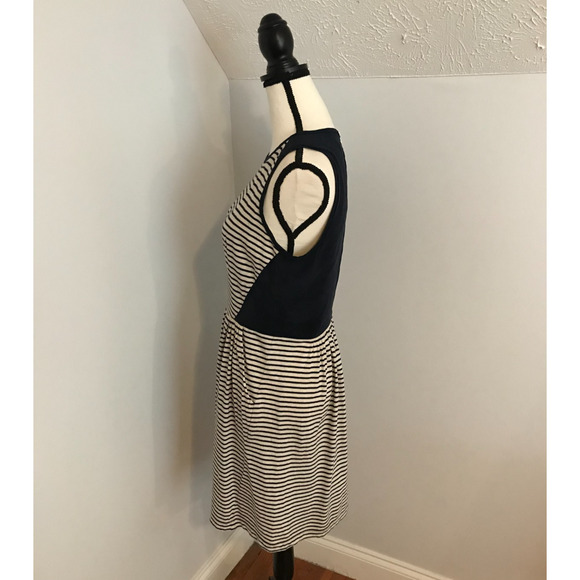 Rebecca Taylor Navy & White Striped Sleeveless Jersey Dress - Size Medium - Picture 3 of 11